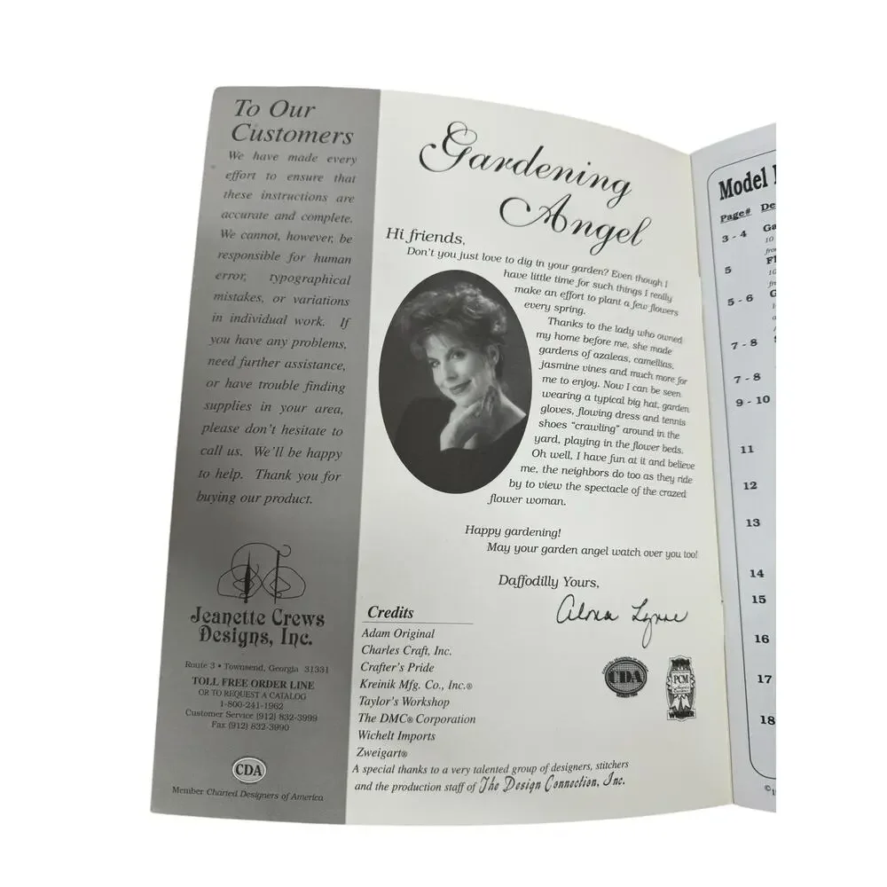 Vintage JEANETTE CREWS Gardening Angel Cross Stitch Book 14 Designs 1997 #22132